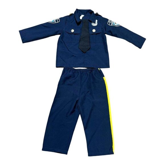 Toddler Police Officer Costume Set With Badge & Tie 4t 5t Cop Halloween Outfit - Picture 1 of 7